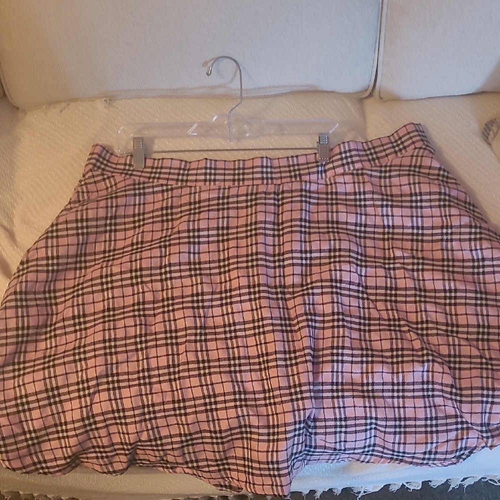 2 For $45 Hot Topic Pink and Black Plaid Skater Skirt